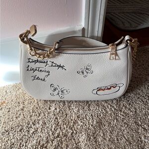Coach White Leather Doodle Shoulder Bag Rare Cherry Dino Rainbow